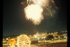 Slide showing fireworks during the Star Spangled Fourth celebration hosted by the City of Garland in downtown.