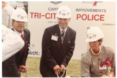 Three Mayors at Tri-City Police Academy groundbreaking at 4912 14th Street