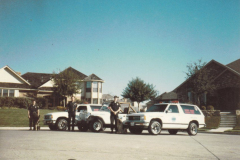 Garland Police officers and K-9 Officers. Officers left to right:  David Swavey, Billy Canster, Andy Bell